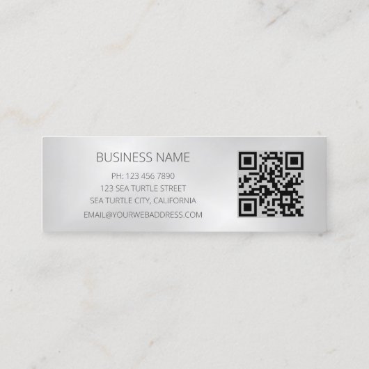 3D Turtle QR Code Beach Style スキニー名刺 (裏面)