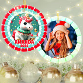 3D Unicornクリスマスカスタム子供写真 セラミックオーナメント