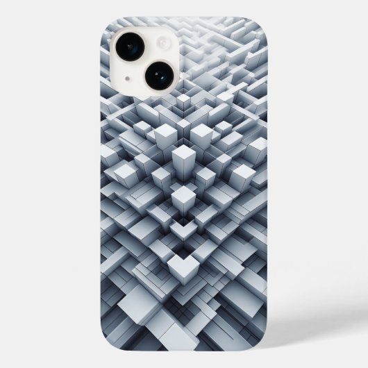 3D White Geometric Block Phone Case Abstract Cube Case-Mate iPhoneケース (裏面)