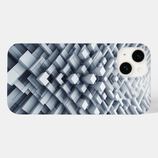 3D White Geometric Block Phone Case Abstract Cube Case-Mate iPhoneケース (裏面 (横))