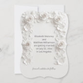 3D White Roses Save The Date Card セーブザデート (裏面)