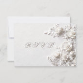 3D White Roses Wildflowers Wedding 出欠カード (裏面)