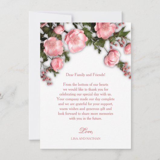 3D Wildflowers Roses サンキューカード (裏面)