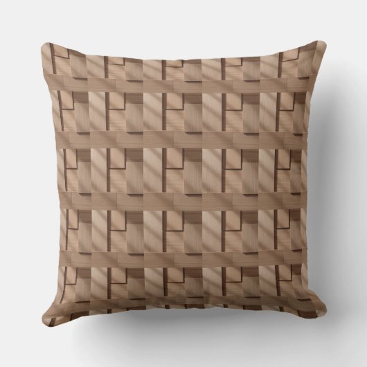 3D Wooden Block Pattern with Light Brown Grain and クッション (裏面)