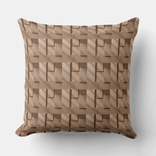 3D Wooden Block Pattern with Light Brown Grain and クッション (正面)
