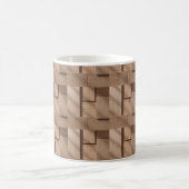 3D Wooden Block Pattern with Light Brown Grain and コーヒーマグカップ (中央)