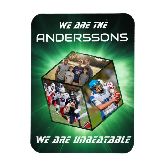 3D-Würfel-Fotokollage vor strahlendem Licht マグネット (縦)