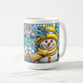 3D Yellow Christmas Snowman コーヒーマグカップ (正面右)