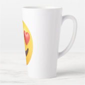 3d yellow smiling emoji face with heart shaped eye カフェラテマグ (右)