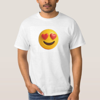 3d yellow smiling emoji face with heart shaped eye tシャツ
