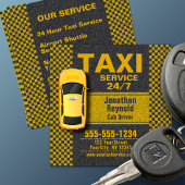 3D Yellow Taxi 24/7 Service Cab Driver スクエア名刺