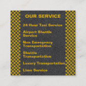 3D Yellow Taxi 24/7 Service Cab Driver スクエア名刺 (裏面)
