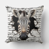 3D Zebra Wall Break Art – Realistic Safari クッション (正面)