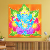 3FT x 3FT GANESH WALL GRAPHICろうけつ染めキャンバス印刷 キャンバスプリント (インサイチュ (リビング))