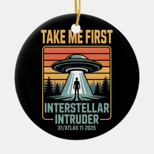 3I Atlas Glitch Style Sci Fi Retro Space Funny  セラミックオーナメント (正面)