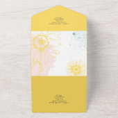 3in1ひまわりモダン赤面ピンクブルーウェディングRSVP オールインワン招待状 (外側)