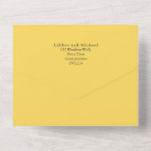 3in1ひまわりモダン赤面ピンクブルーウェディングRSVP オールインワン招待状 (裏面)