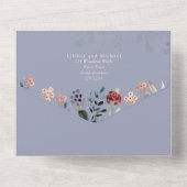 3in1ほこりっぽいブルーブルゴーニュフローラ結婚ズ オールインワン招待状 (裏面)