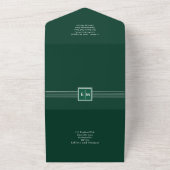 3in1エメラルドグリーンモノクロRSVP文字結婚ズ オールインワン招待状 (外側)
