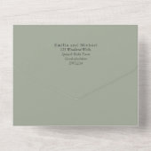 3in1オリーブグリーンフォークアートフローラバイリンガル結婚ズ オールインワン招待状 (裏面)