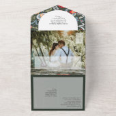 3in1オリーブグリーンフォークアートフローラ写真フローラすべて オールインワン招待状 (外側)