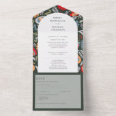 3in1オリーブグリーンフォークアートフローラ写真フローラすべて オールインワン招待状 (内側)