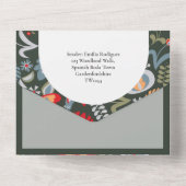 3in1オリーブグリーンフォークアートフローラ写真フローラすべて オールインワン招待状 (裏面)