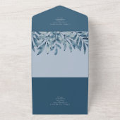 3in1ダスティブルーネイビー葉ズウェディングRSVP オールインワン招待状 (外側)