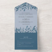 3in1ダスティブルーネイビー葉ズウェディングRSVP オールインワン招待状 (内側)