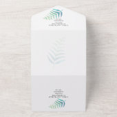 3in1トロピカルパームビーチ写真結婚の予算RSVP オールインワン招待状 (外側)