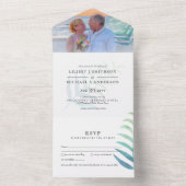 3in1トロピカルパームビーチ写真結婚の予算RSVP オールインワン招待状 (内側)