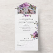 3in1パープルラベンダー写真ウェディングINVITE RSVP オールインワン招待状 (内側)
