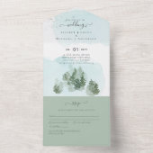 3in1マウンテンフォレストツリーウェディングRSVP オールインワン招待状 (内側)
