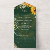 3in1モノグラムサンフラワーズパンパスグラスウェディングRSVP オールインワン招待状 (内側)