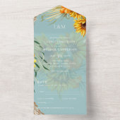 3in1モノグラムサンフラワーズパンパスグラスウェディングRSVP オールインワン招待状 (内側)