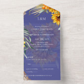 3in1モノグラムサンフラワーズパンパスグラスウェディングRSVP オールインワン招待状 (内側)