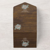 3in1木材ハート素朴モノグラムウェディングRSVP オールインワン招待状 (外側)