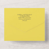 3in1 サニーイエロー テキストのみの結婚式招待状 RSVP オールインワン招待状 (裏面)