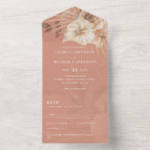 3in1 BOHOパンパスグラステラコッタウェディングRSVP オールインワン招待状 (内側)