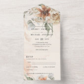 3in1 Boho Pampas Grass Wedding Invite and RSVP オールインワン招待状 (内側)