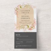 3in1 Boho Pampas Grass Wedding RSVP オールインワン招待状 (内側)
