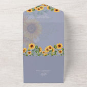 3in1 DUSTY BLUE SUNFLOWERSフローラ結婚 オールインワン招待状 (外側)