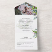 3in1 Eucalyptus Greenery PHOTOの予算結婚RSVP オールインワン招待状 (内側)