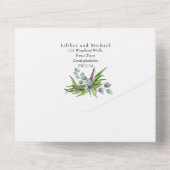 3in1 Eucalyptus Greenery PHOTOの予算結婚RSVP オールインワン招待状 (裏面)