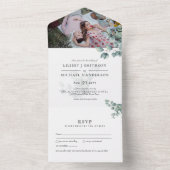 3in1 Eucalyptus Greenery PHOTO Wedding INVITE RSVP オールインワン招待状 (内側)