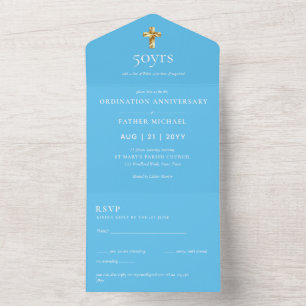 3in1 Ordination Anniversary招待状とRSVP司祭 オールインワン招待状