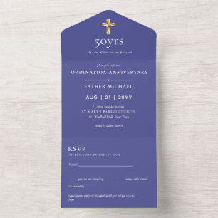 3in1 Ordination Anniversary招待状とRSVP司祭 オールインワン招待状