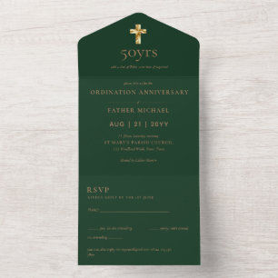 3in1 Ordination Anniversary招待状とRSVP司祭 オールインワン招待状