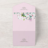 3in1 Pink Magnolias Sage Eucalyptus Wedding RSVP オールインワン招待状 (外側)