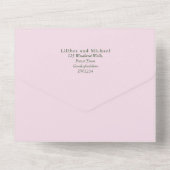 3in1 Pink Magnolias Sage Eucalyptus Wedding RSVP オールインワン招待状 (裏面)